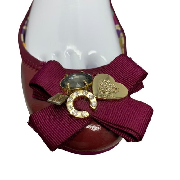 Coach Poppy Caper Magenta Patent Leather Embellished Ballet Flats‎ - Picture 4 of 13